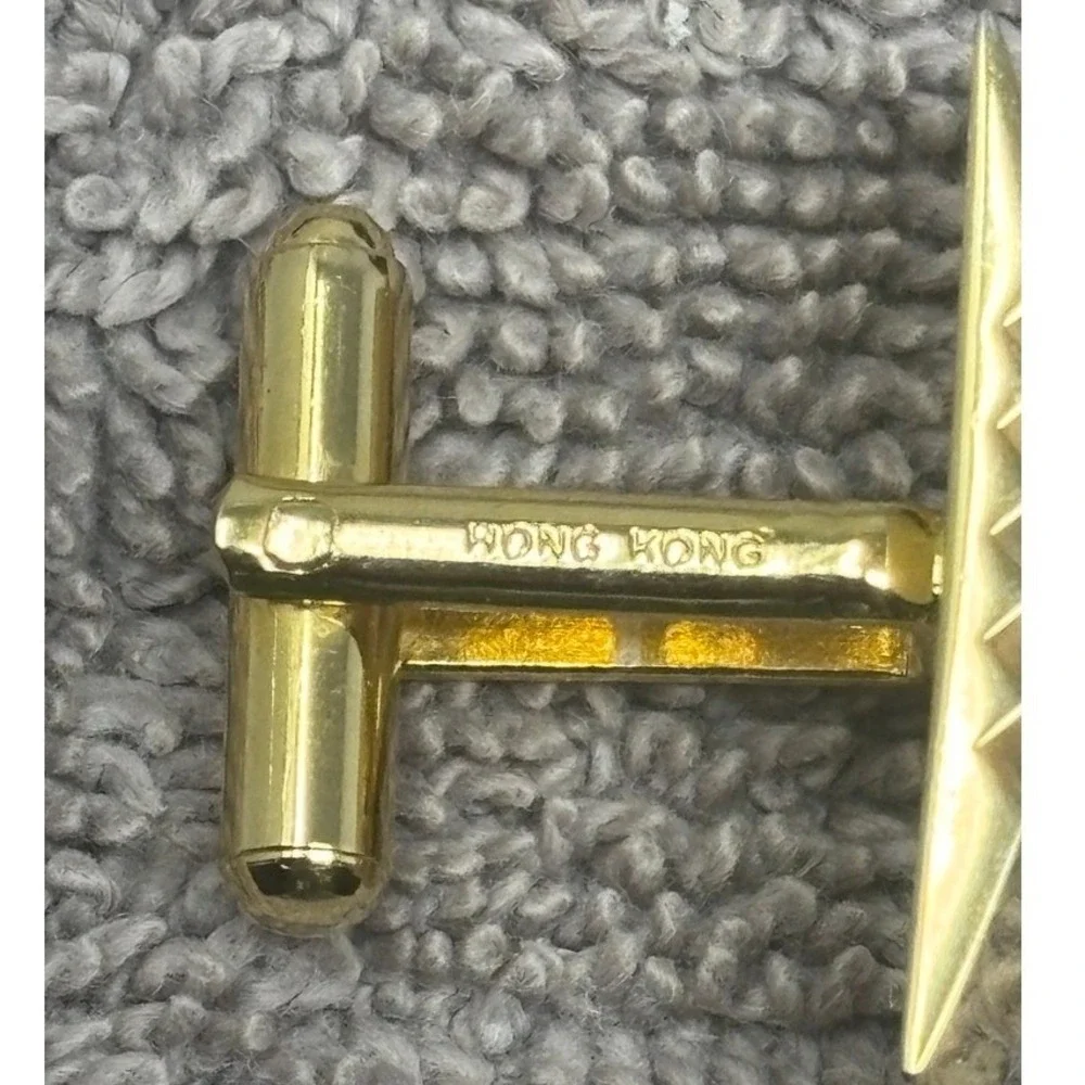 Vtg Estee Lauder For Men Cufflinks Gold Tone Ribbed Rectangle Mens Jewelry